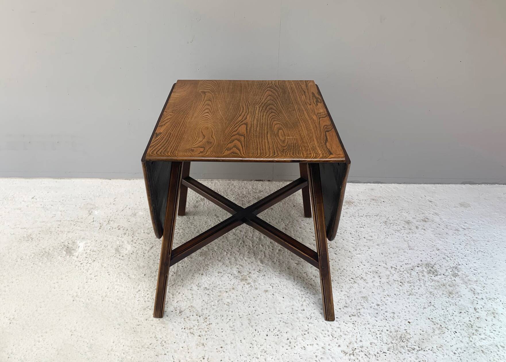 Ercol Old Colonial 377 Drop Leaf Dining Table Solid Elm Blue Label 1950s