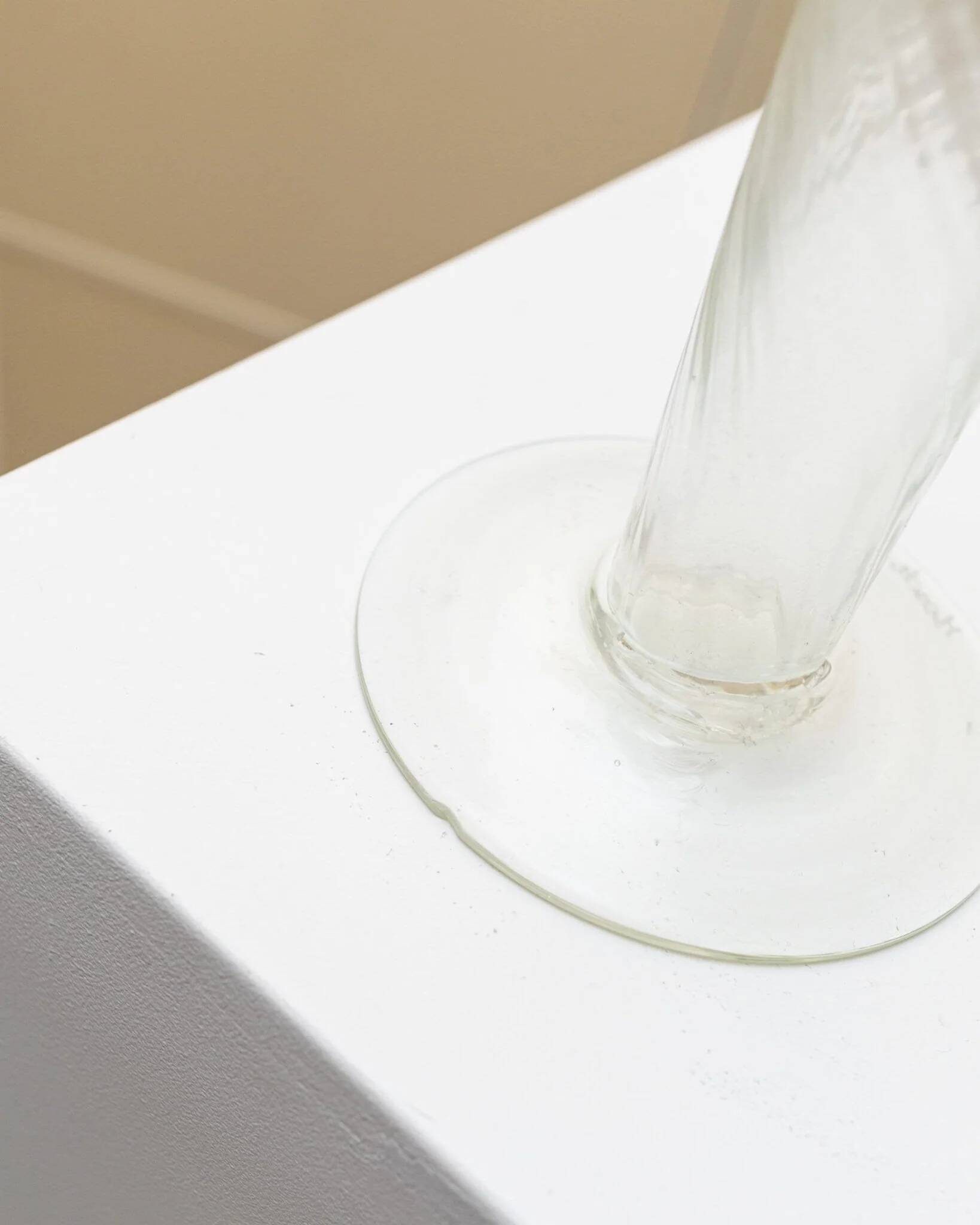 Ensemble de 2 bougeoirs en verre de Murano transparent par Franco Moretti - Italie vintage des années 1960, soufflé à la main