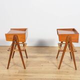 Mid-Century Teak and Rattan Nightstands by Søren Rasmussen, Denmark, 1960s,
