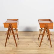 Mid-Century Teak and Rattan Nightstands by Søren Rasmussen, Denmark, 1960s,