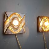 Pair of ceramic brutalist wall lamps by Pan Leuchten, 1960s