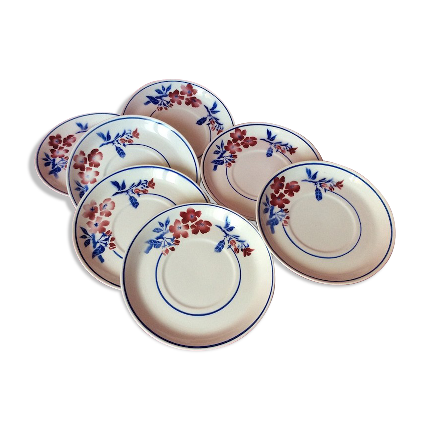 Set of 7 porcelain dessert plates