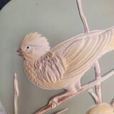 Matt green table lamp and birds in relief