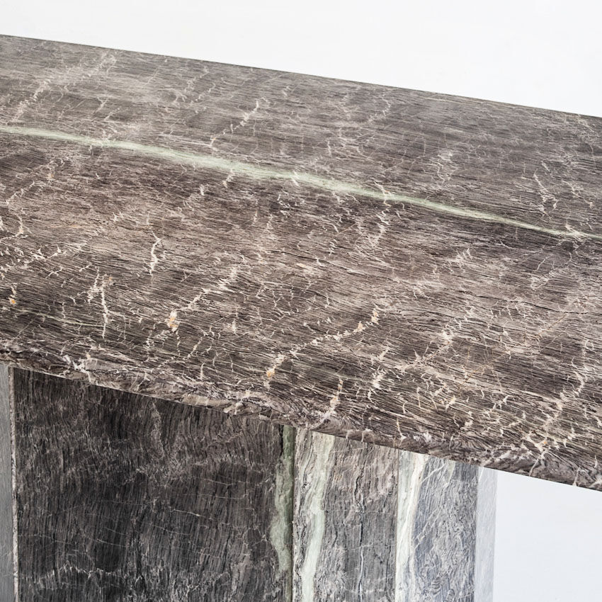 Vintage dining table. Gray marble. Italy, 90s
