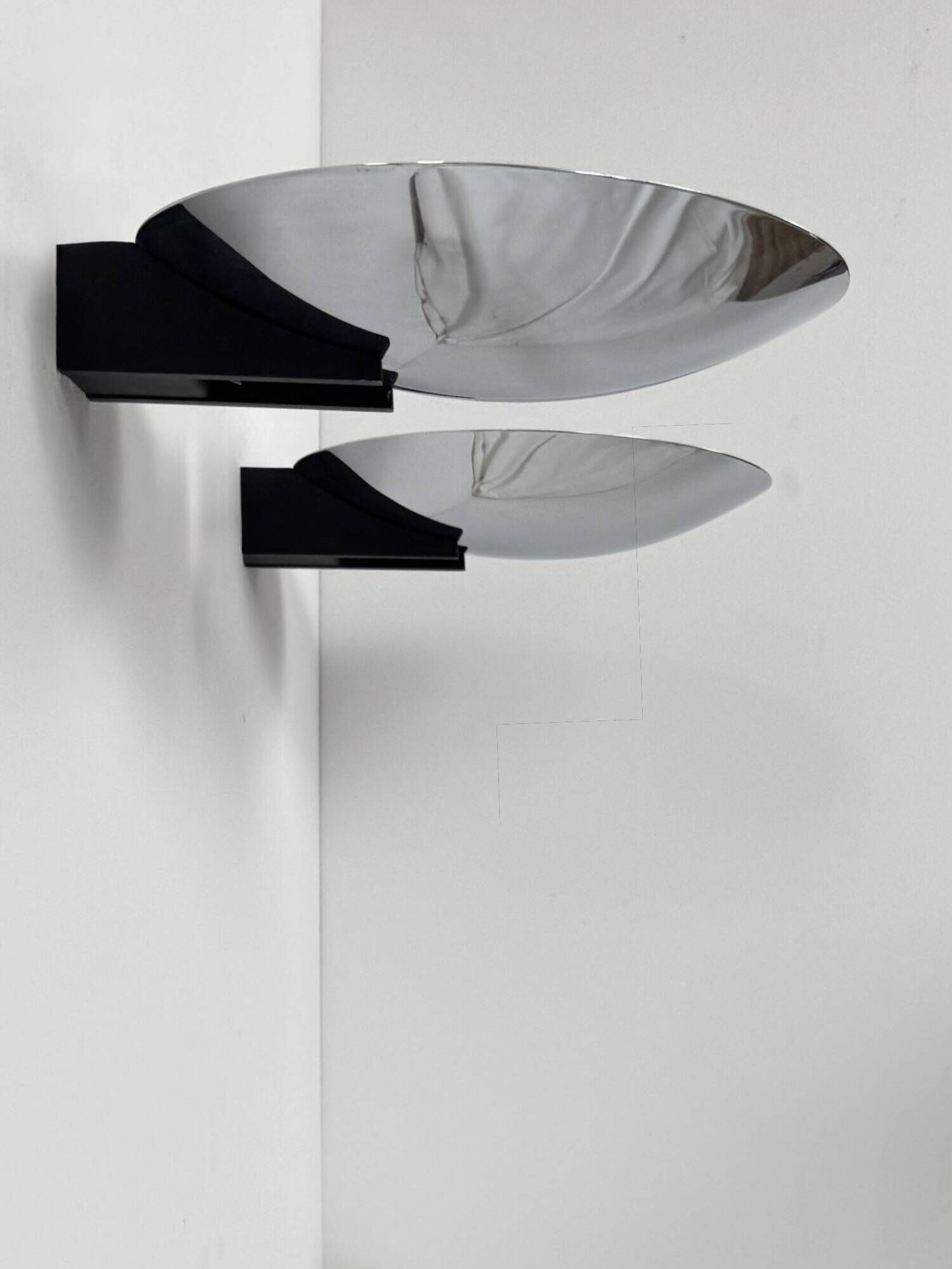 Vintage Disderot wall sconces, chrome and black, France, 1980.