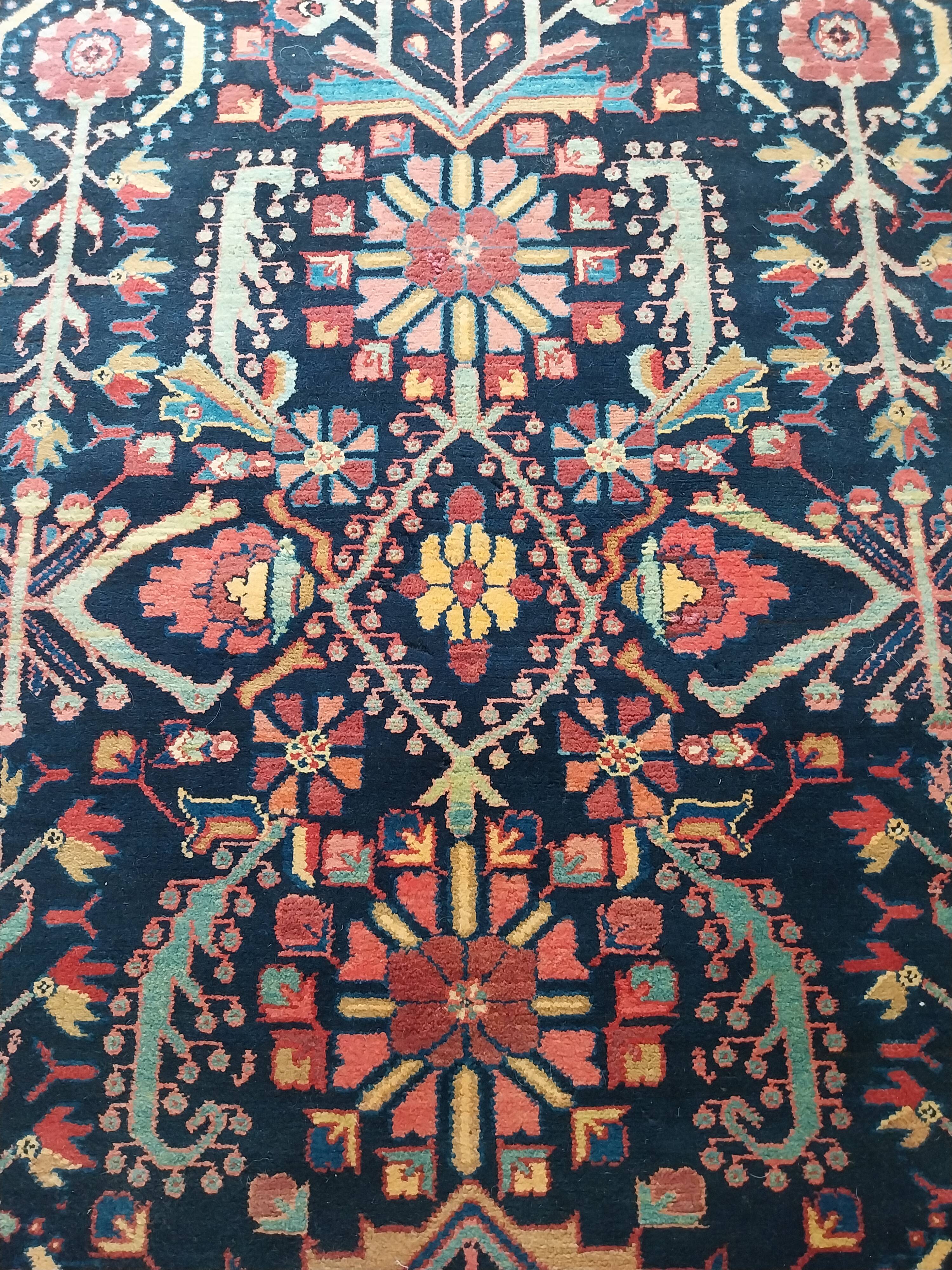 Ancien tapis persan noué main décor arbre de vie 230x140cm