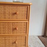 Vintage rattan chest of drawers