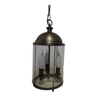 Vintage glass and iron pendant light, 3 lights