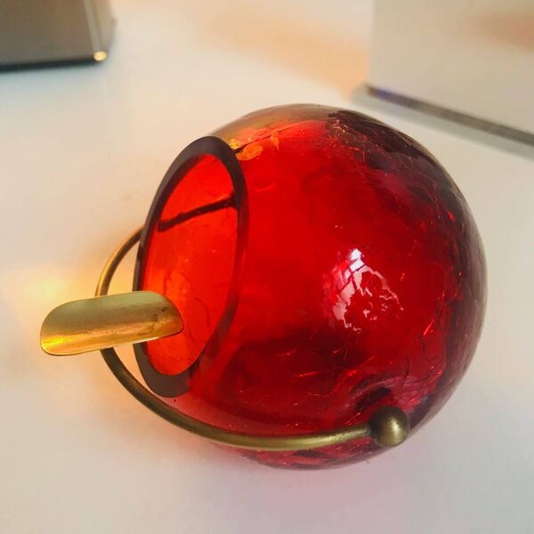 Cendrier Vintage • Cristal Givré • Cuivre • Marita Voigt • Harzkristall • Space Age • 1970