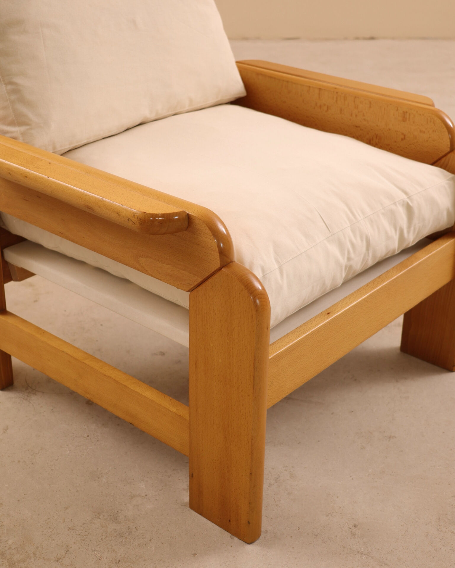 Fauteuil en hêtre, 1980’s
