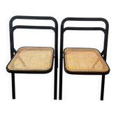 Pair of Italian caned chairs by Giorgio Cattelan for Cidue.