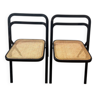 Pair of Italian caned chairs by Giorgio Cattelan for Cidue.