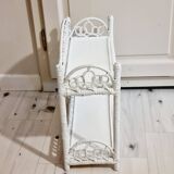 White woven wicker shelf