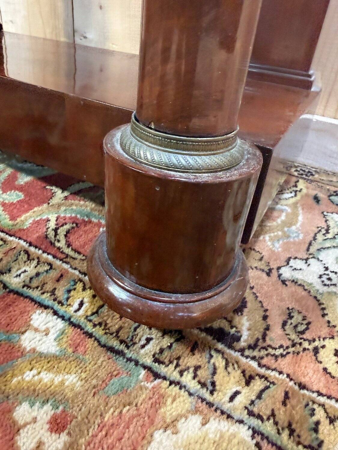 Empire side table in walnut and black marble