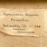 African Midcentury coffee table in inlaid wood, circa 1960