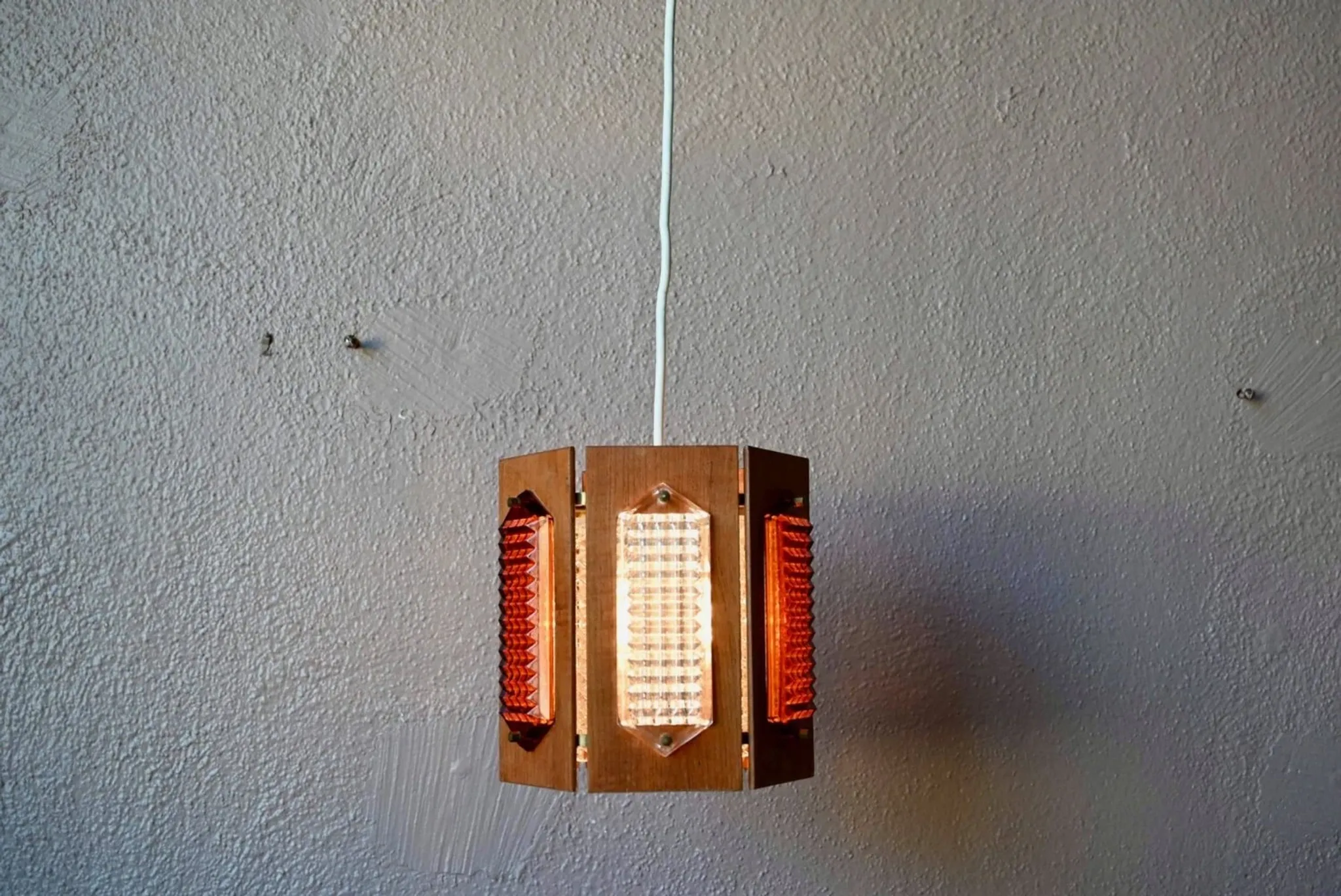 Scandinavian suspension teak pressed glass Wiktor Berndt A-lighting 1960s