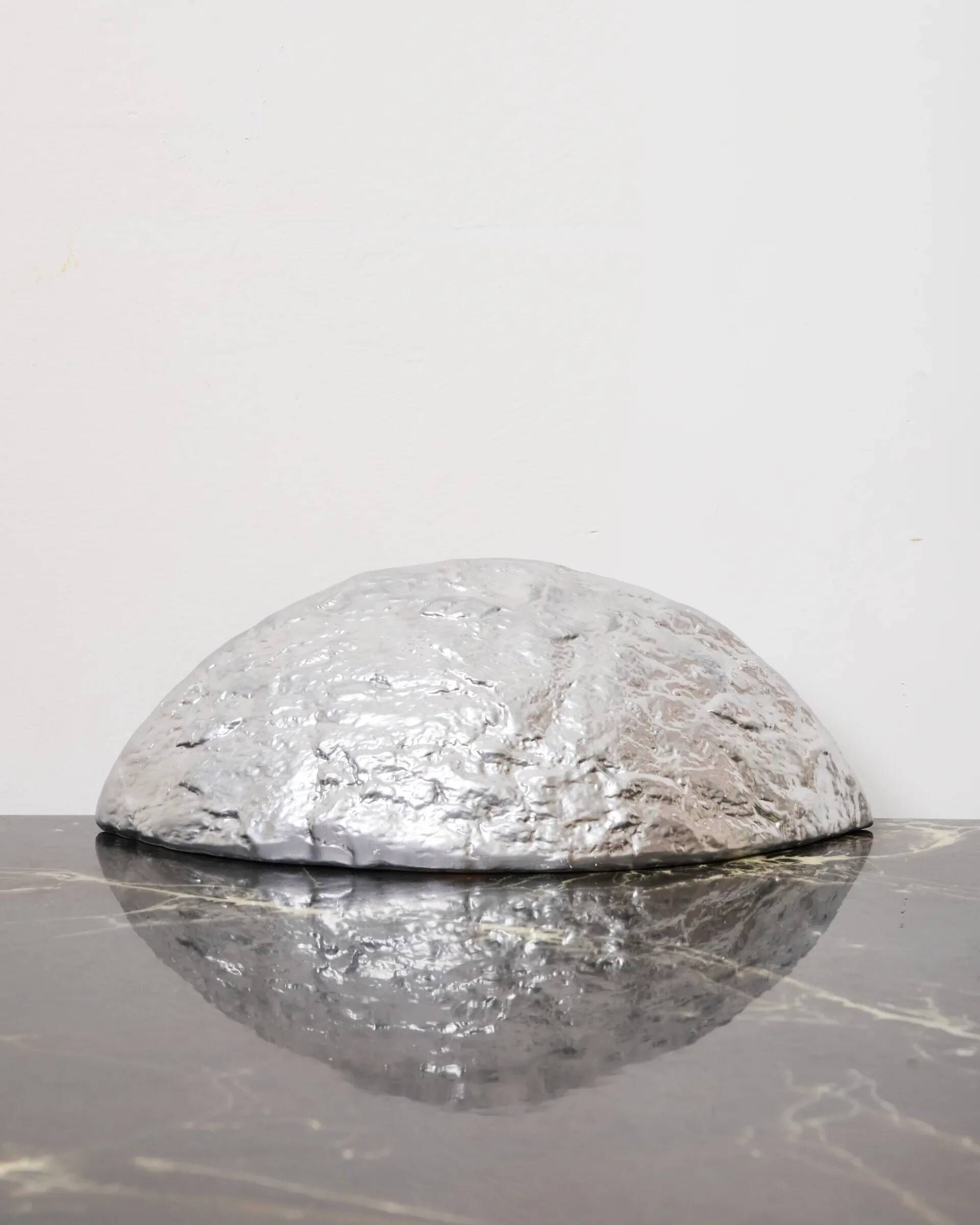 Organic silvered ceramic wall light, France, 1970-1980
