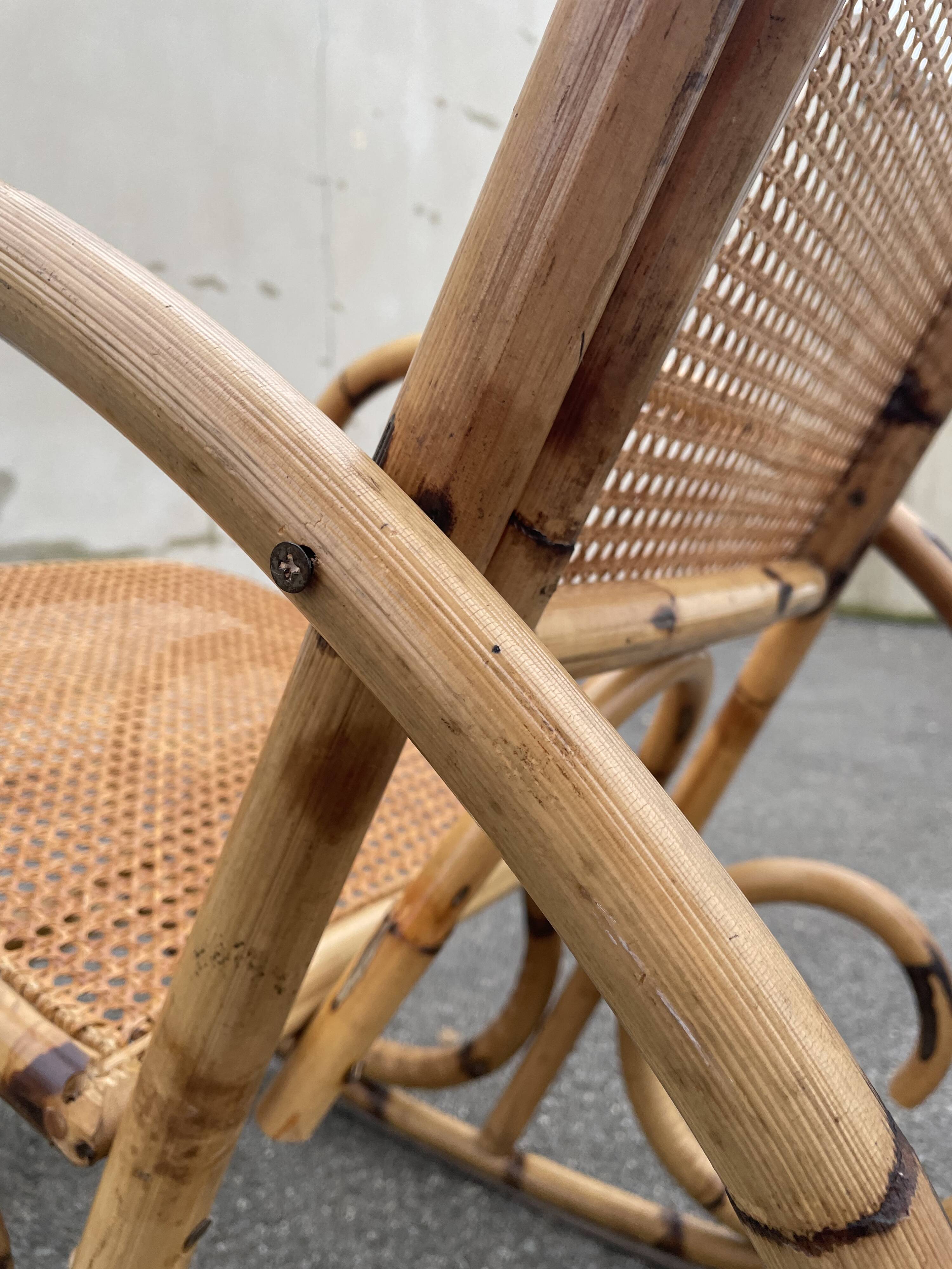 Rattan and cane rocking chair