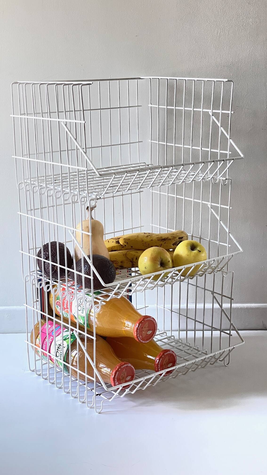 Trio of stackable steel wire baskets vintage italy