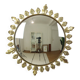 Vintage Metal Sun Mirror Convex Gold Deknudt 70s