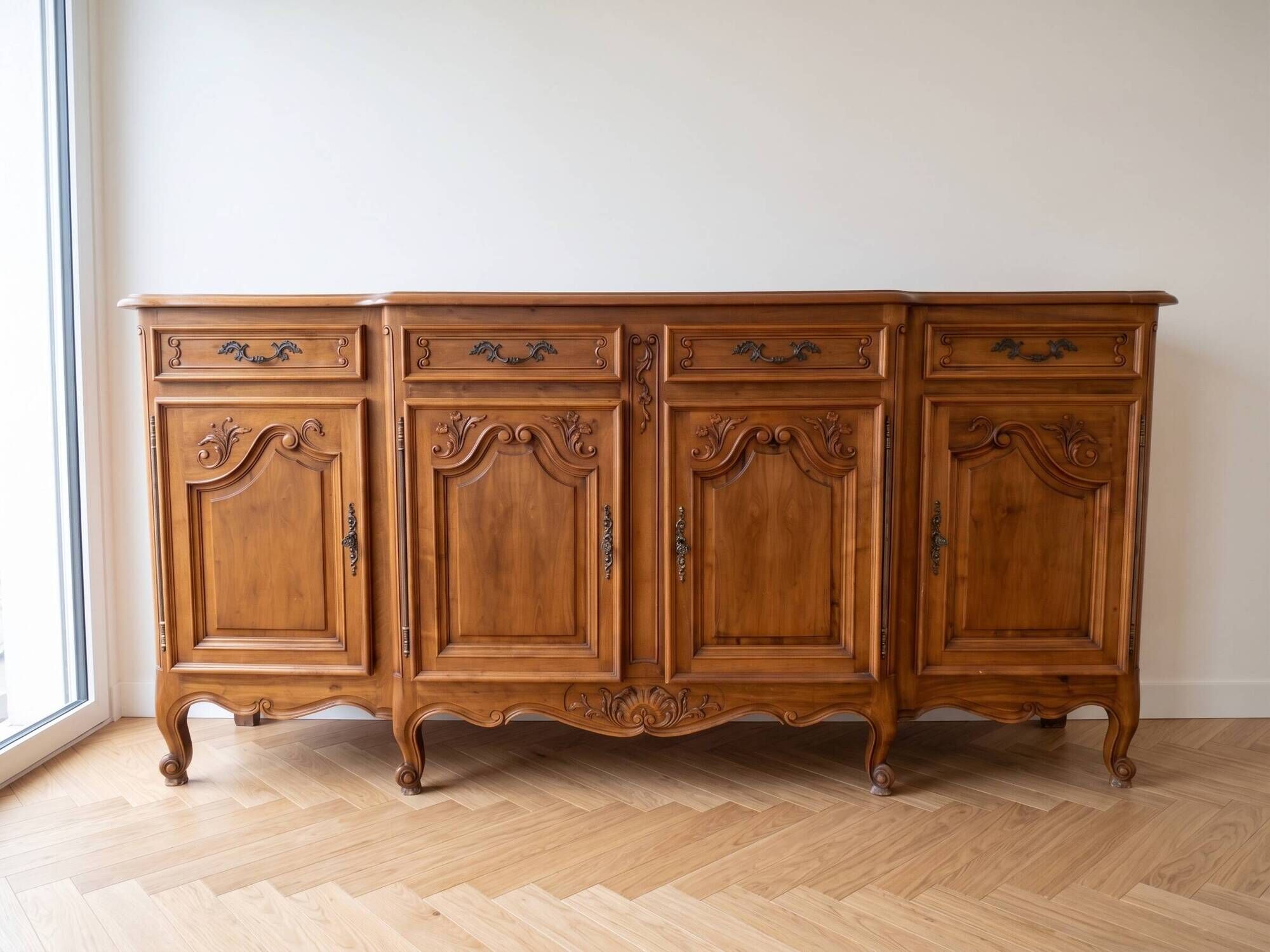 Artisanal sideboard in solid light oak
