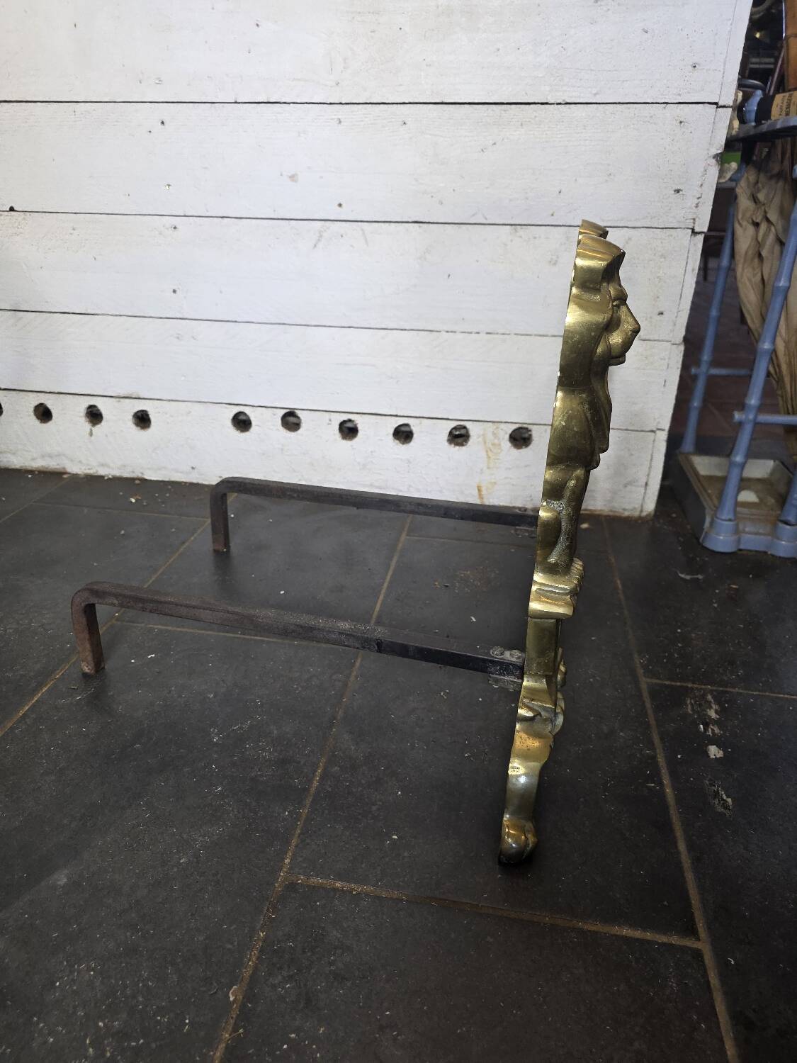 Pair of Empire neoclassical bronze andirons