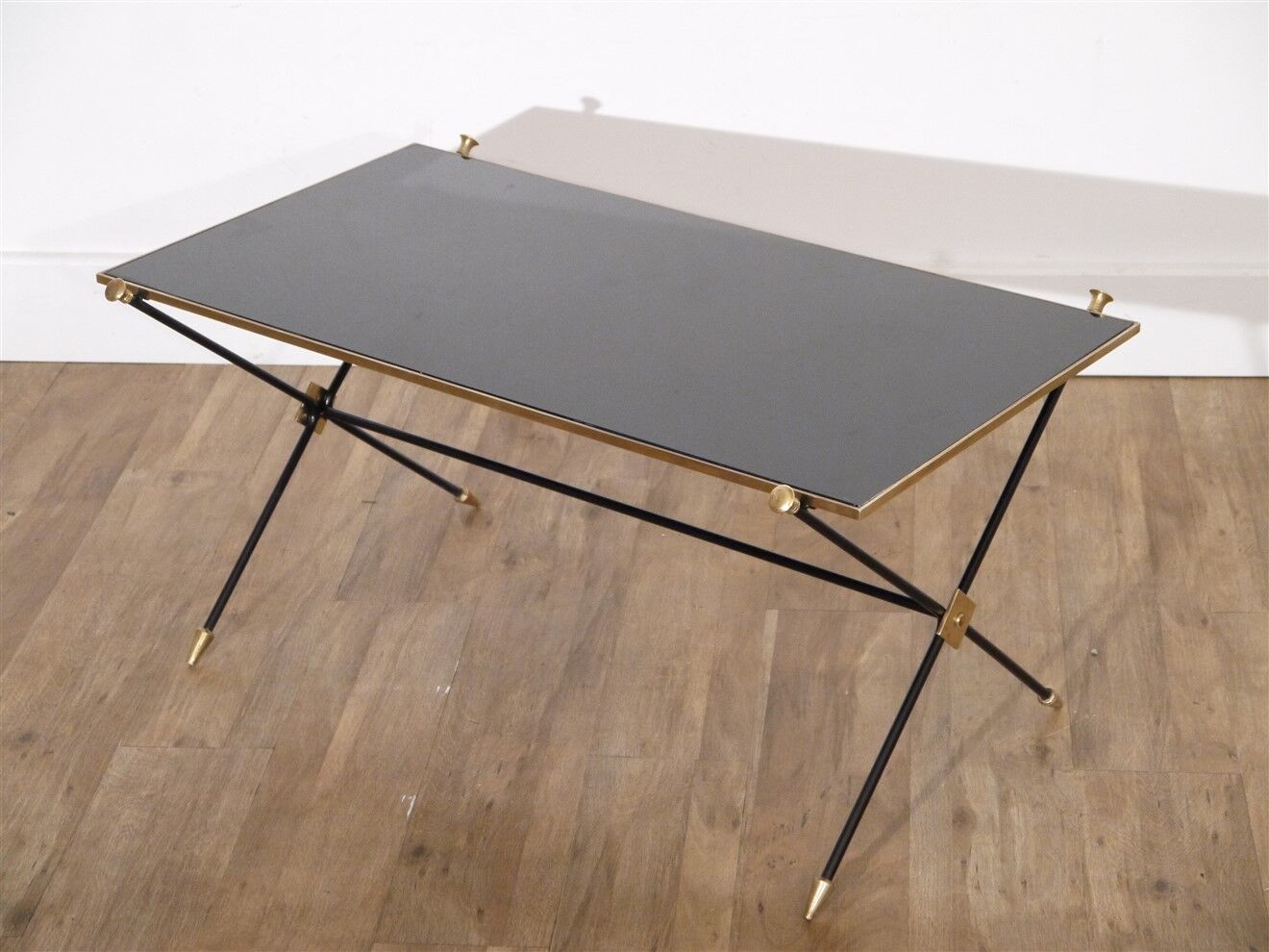 coffee table in metal, brass and glass, 1970