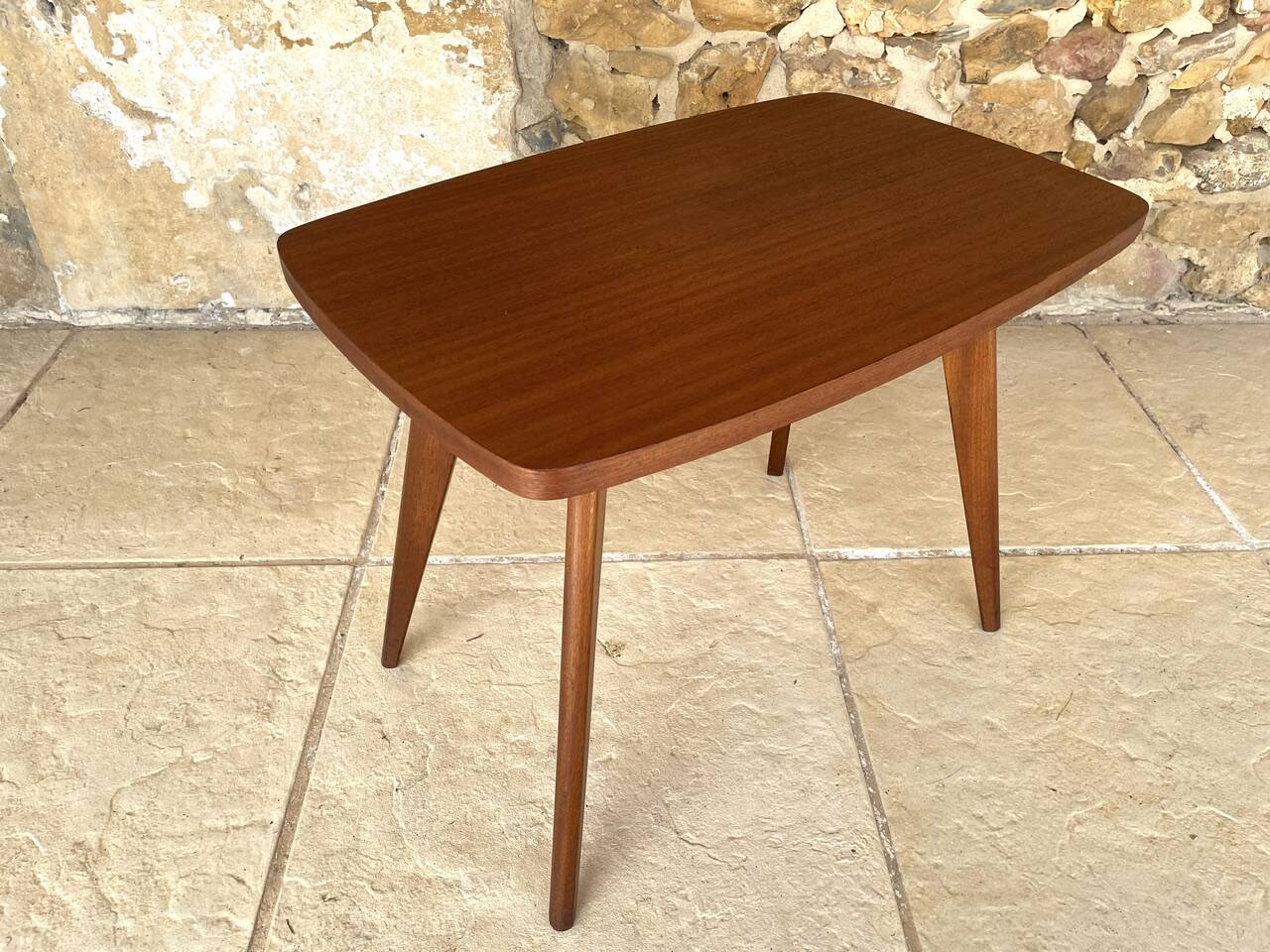 Table d’appoint vintage , pieds compas , circa 1960s