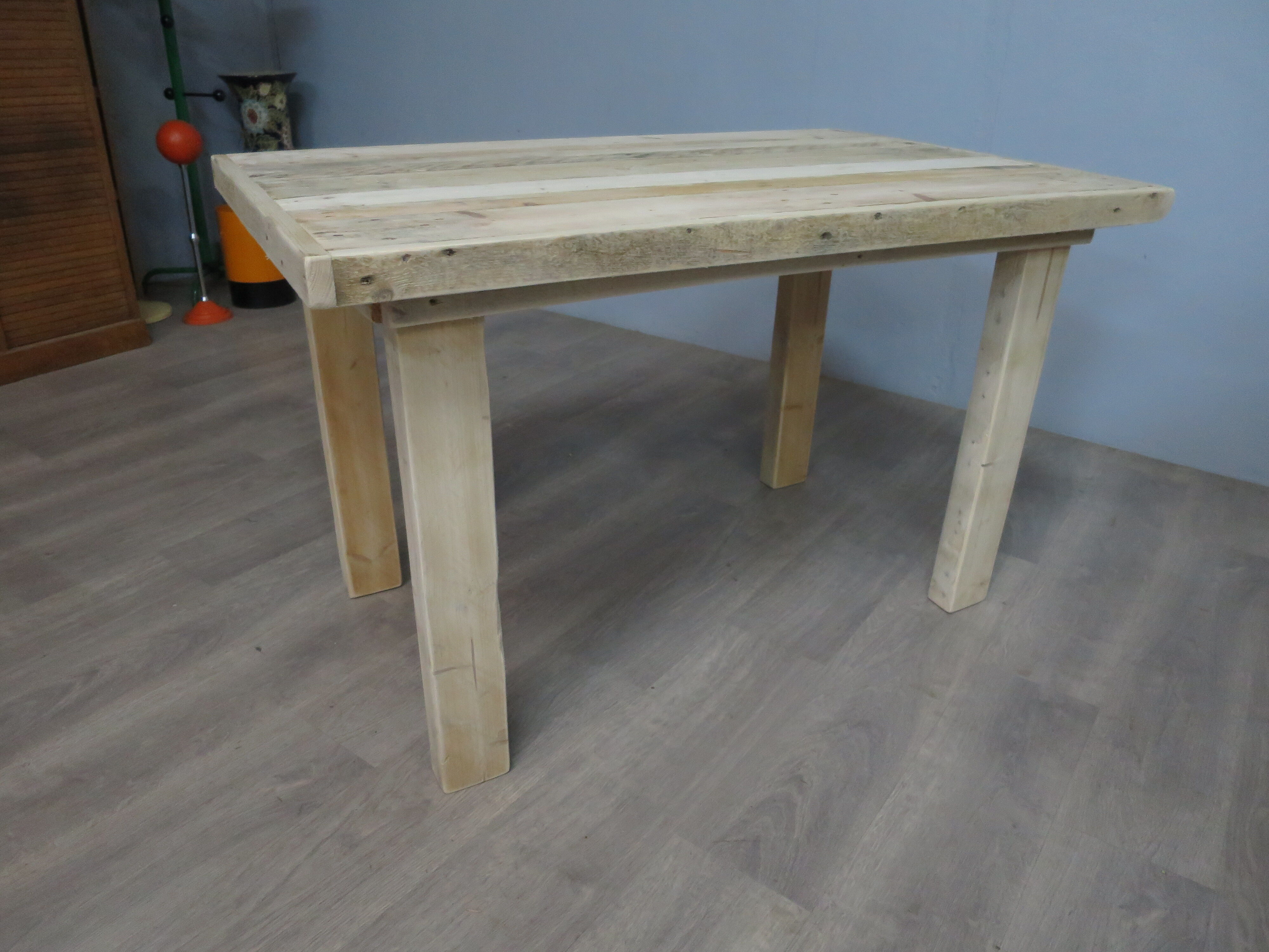 Raw farmhouse table in solid wood