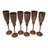 series of six champagne flutes from the 70s