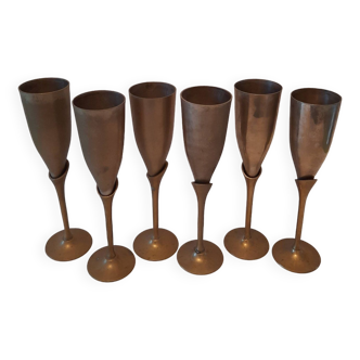series of six champagne flutes from the 70s