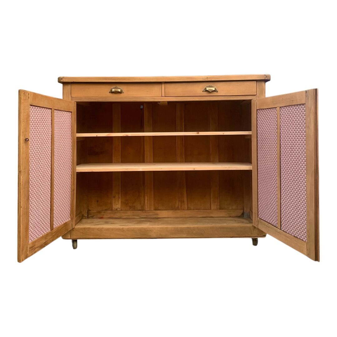 Grand Parisian buffet with billot and butterfly hinges, raw wood, 1930.