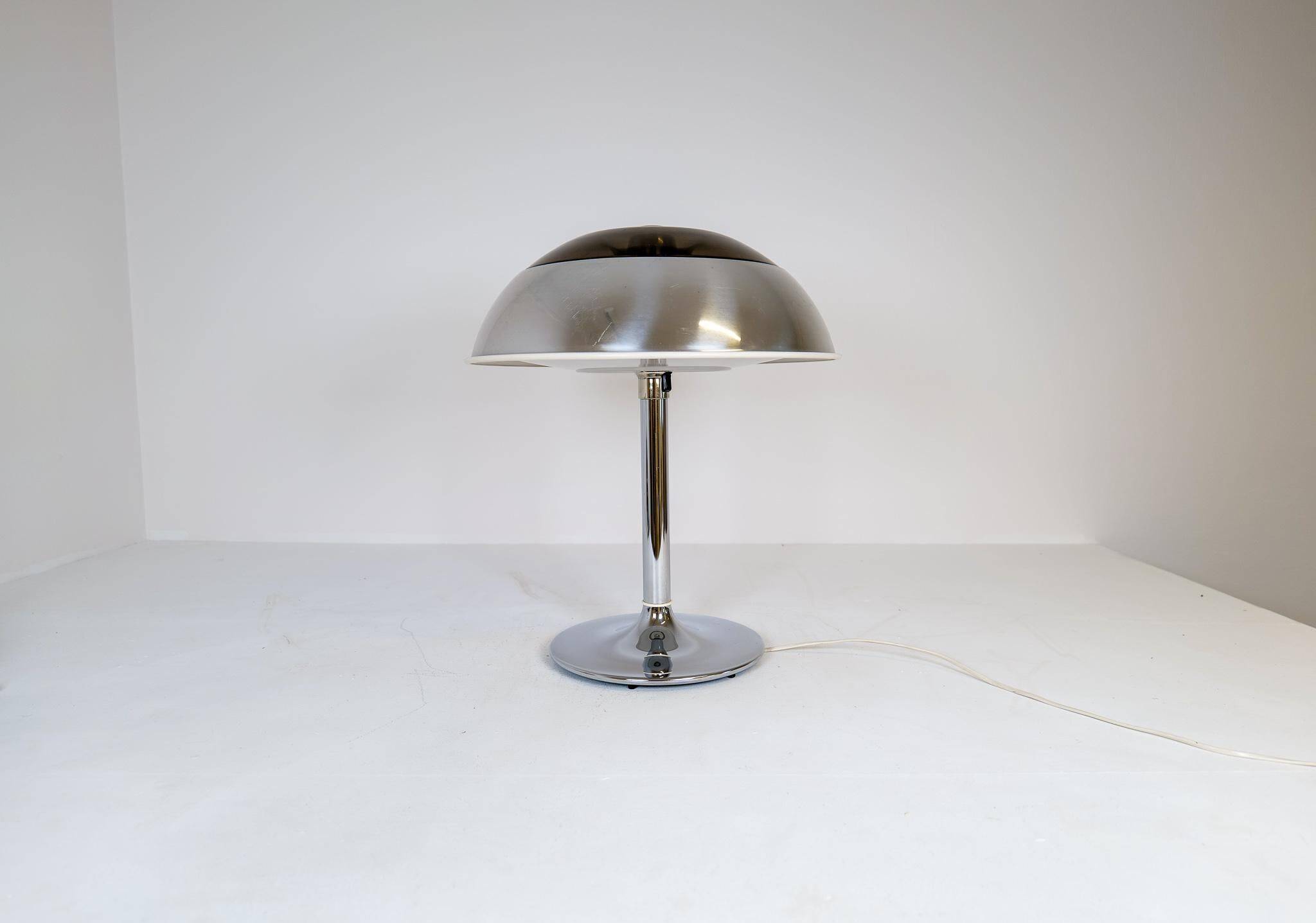 Large Space Age chrome table lamp by Fagerhults, Sweden, 1970s.