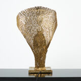 Rare brass lamp stones by Henri Fernandez for Maison Honoré 1970