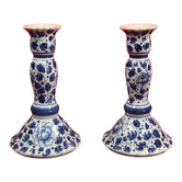 Pair of blue and white candle holders