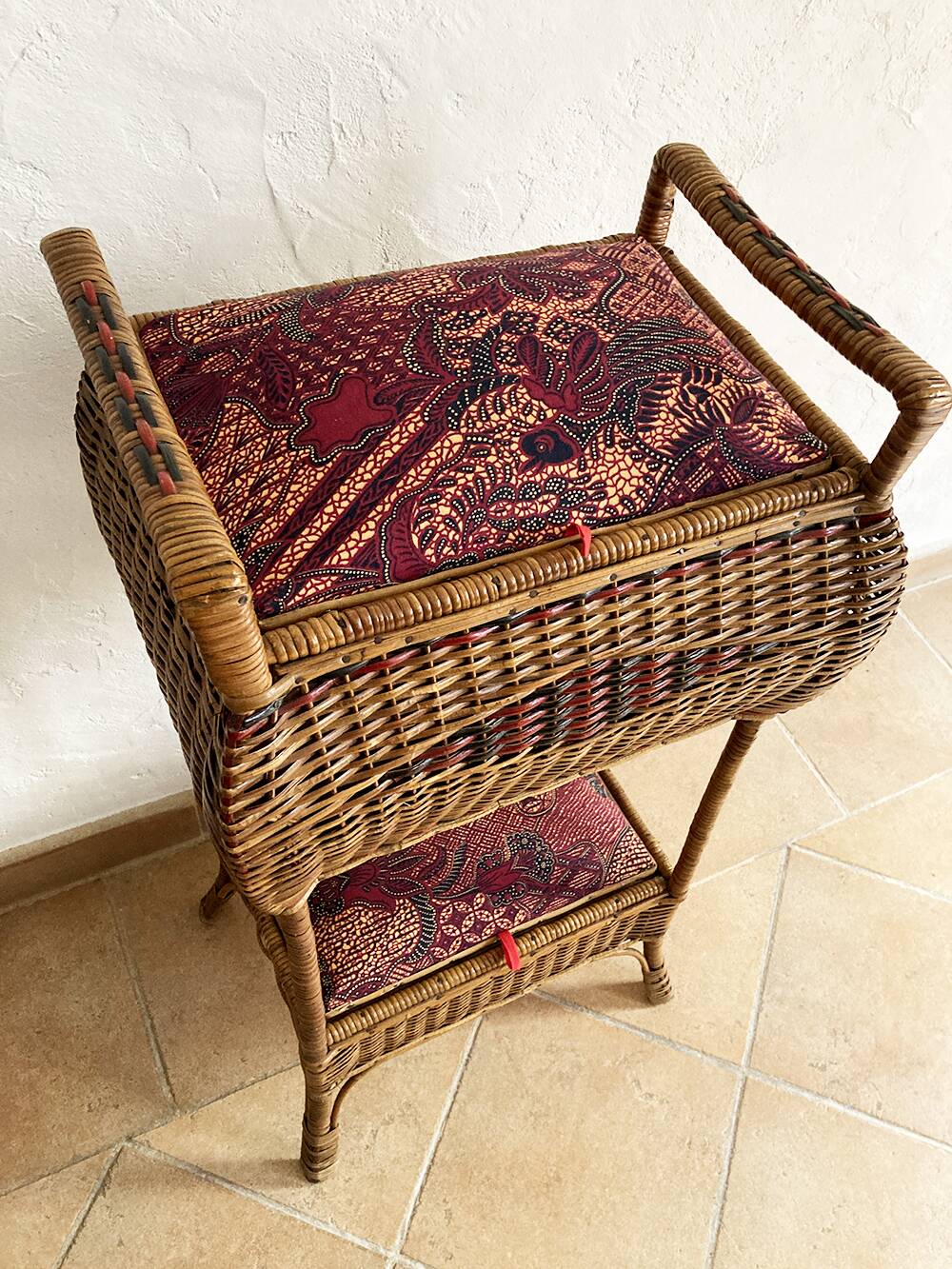 Rattan and textile worker, 2 chests, 1960s