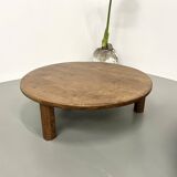 Duo of large modernist tripod coffee tables