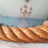 Round mirror in rope, 45 cm
