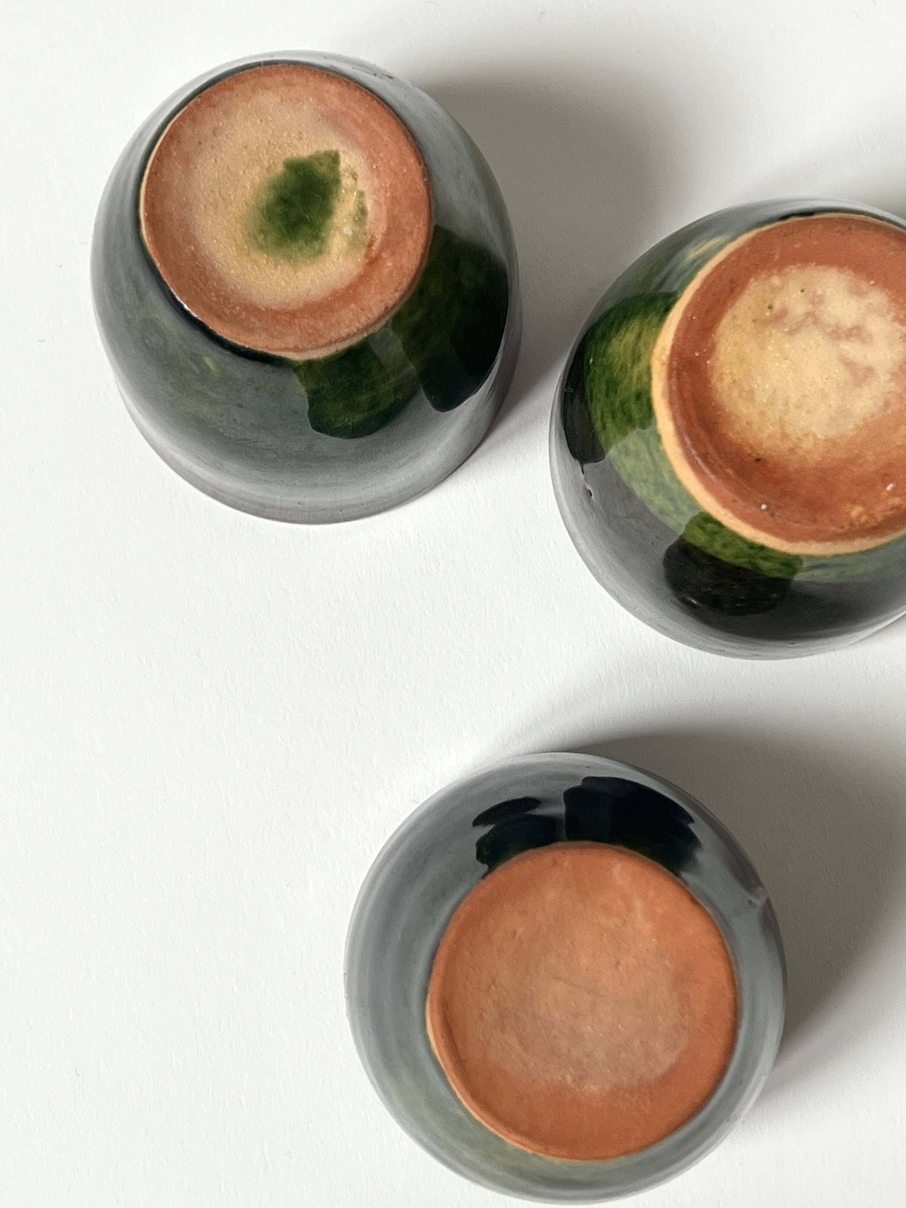 handmade ceramic service: 6-piece glazed stoneware coffee cups