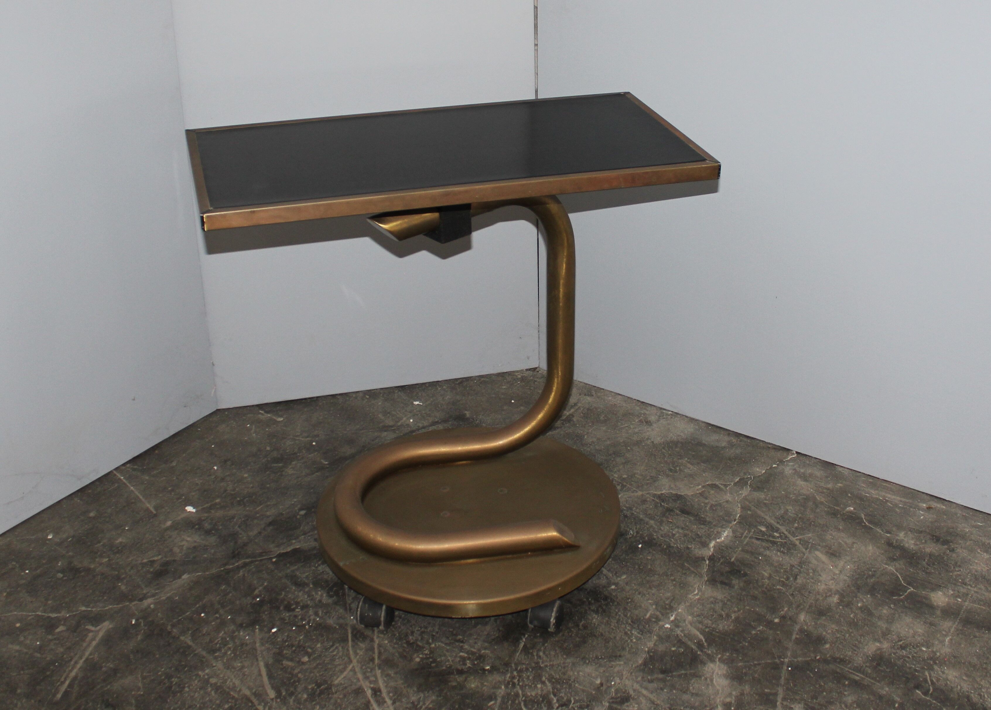 Italian brass and black laminated trolley