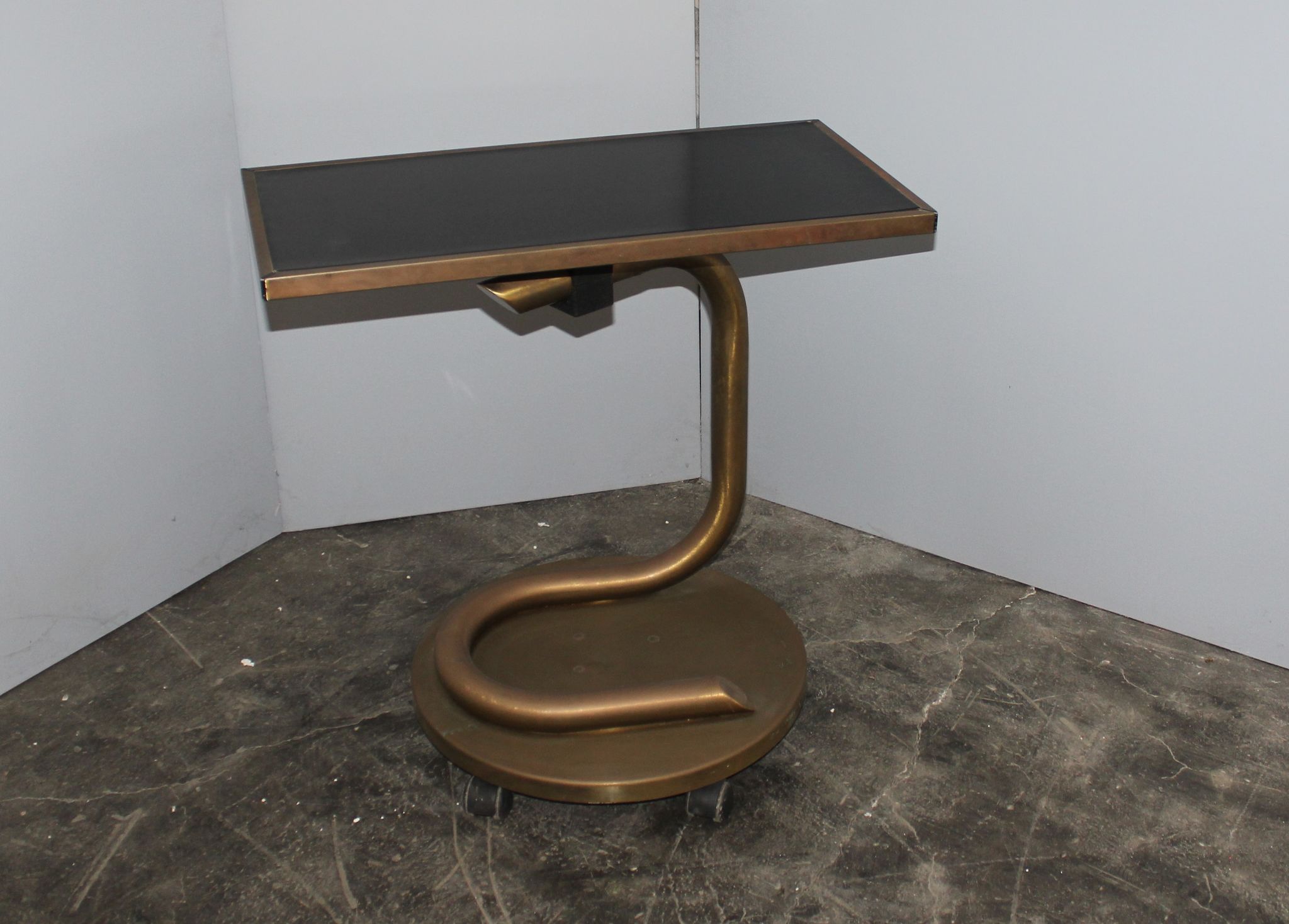 Italian brass and black laminated trolley
