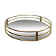 Plateau vintage rond en métal doré et miroir