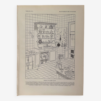 Lithographie sur la batterie de cuisine (vaisselier) - 1920