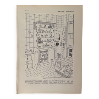 Lithographie sur la batterie de cuisine (vaisselier) - 1920