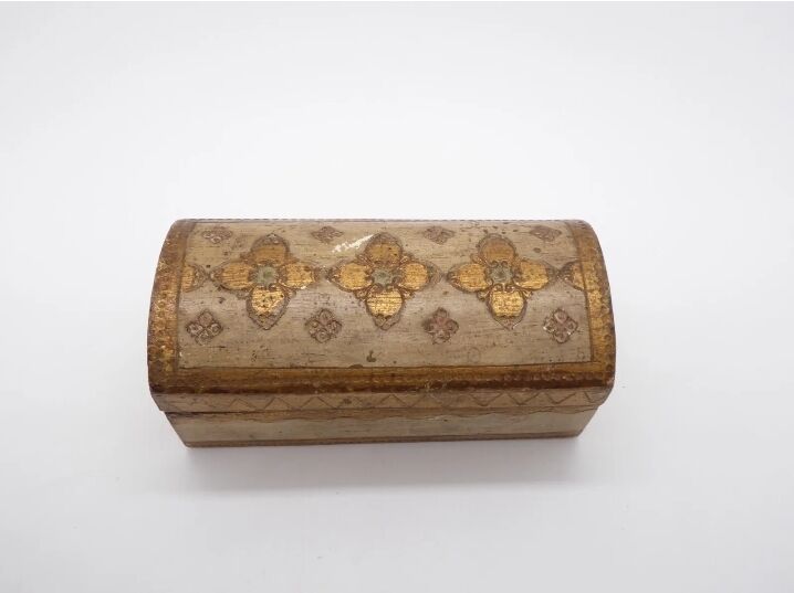 Florentine wooden stamp box, vintage Italy