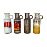 Set of 4 vintage pottery fat lava vases made by Scheurich, Germany, 1970s