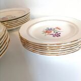 Gien Florence earthenware plate service / flowery crockery