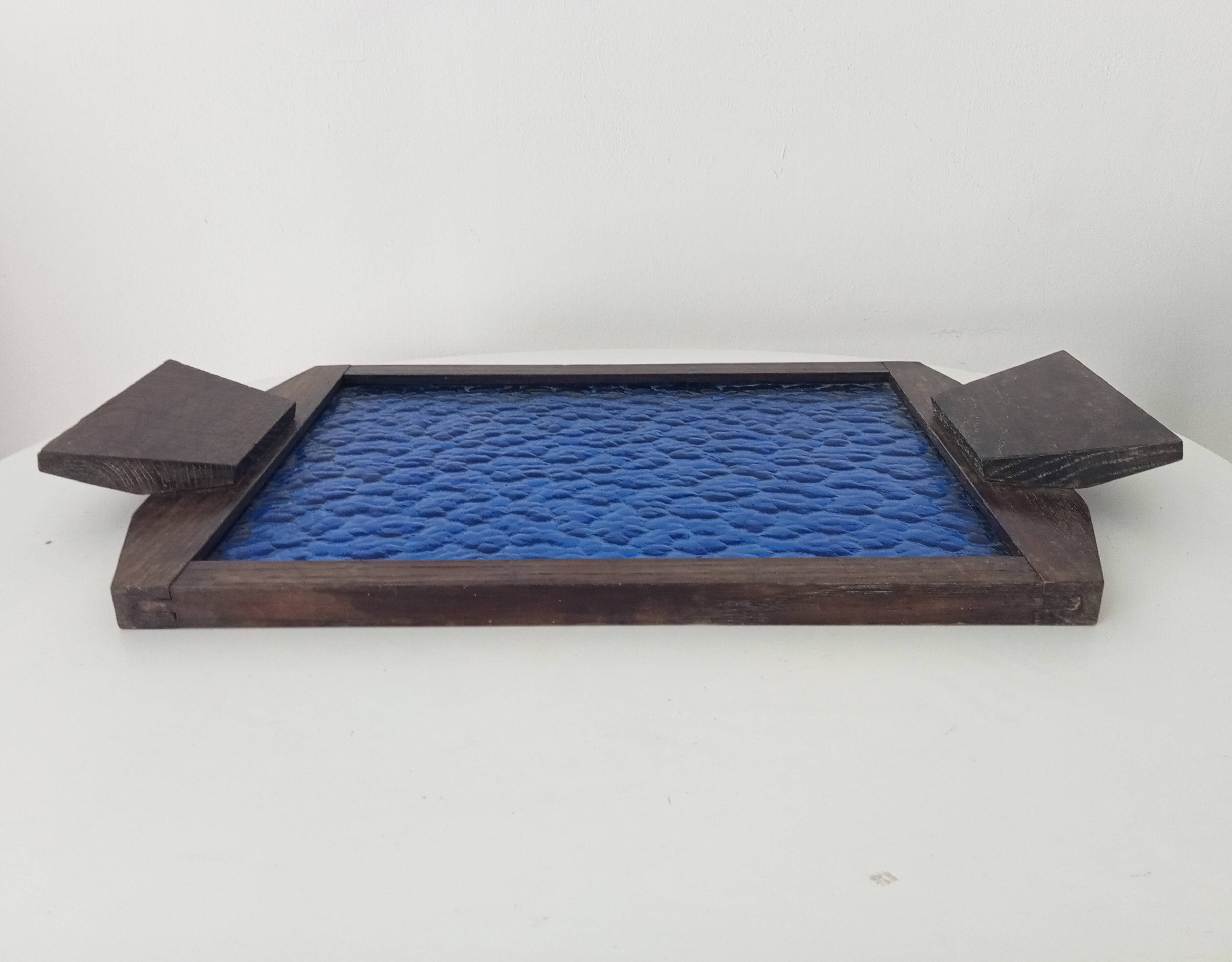 Art deco cathedral glass serving tray 1940s/1950s