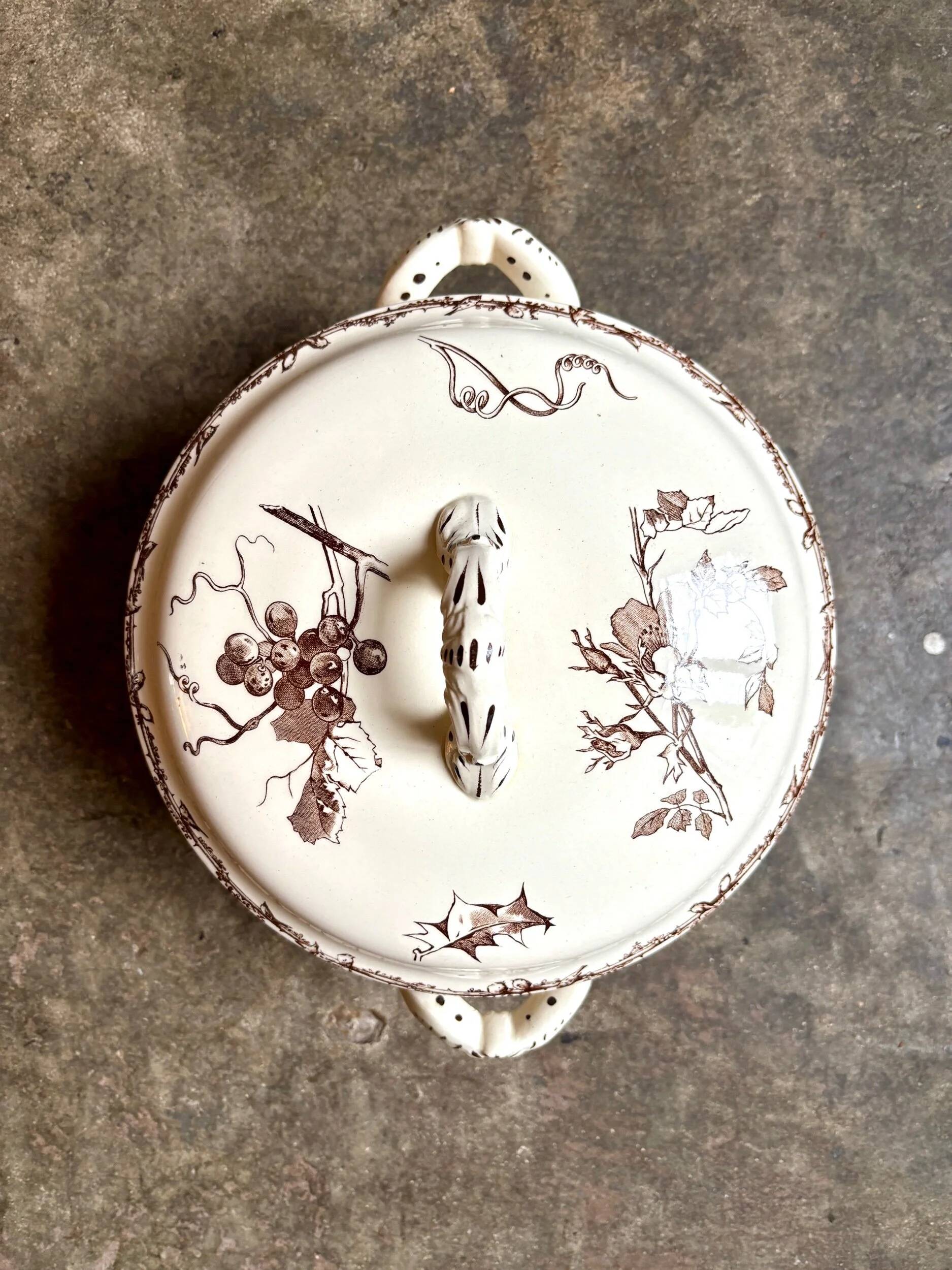 Large brown ironstone tureen HB & Cie