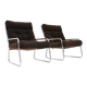 Ensemble de 2 fauteuils chromés vintage Space Age par Gillis Lundgren, années 1970.